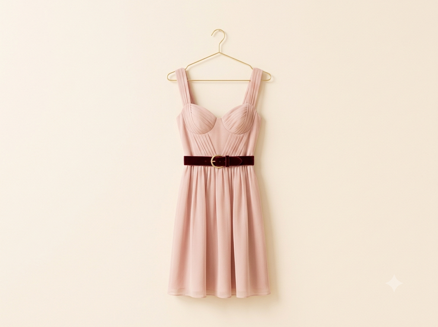 Robe rose sur cintre doré